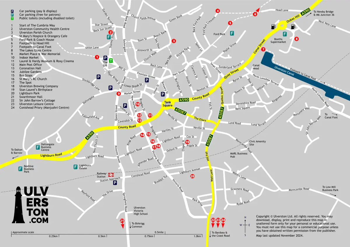 Ulverston town map